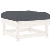 Patio Footstool with Cushion White Solid Wood Pine