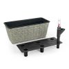 2-Pack Smart Self-watering Rectangle Planter for Indoor and Outdoor - Hand Woven Wicker - Gray - as Pic