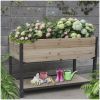 New style: 45" Iron-wood combined growing beds with feet and storage racks. Suitable for various places such as gardens, backyards, terraces
