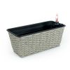 2-Pack Smart Self-watering Rectangle Planter for Indoor and Outdoor - Hand Woven Wicker - Gray - as Pic