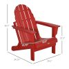 Folding Adirondack Chair, Faux Wood Patio & Fire Pit Chair, Weather Resistant HDPE for Deck, Outside Garden, Porch, Backyard, Red