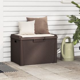 Patio Storage Box with Seat Cushion Brown 33 gal PP