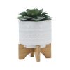 5" TRIBAL PLANTER W/ WOOD STAND