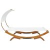 Patio Lounge Bed with Canopy 65"x79.9"x49.6" Solid Bent Wood Cream