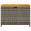 Patio Storage Box Gray 43.3"x21.7"x24.8" Poly Rattan Acacia Wood