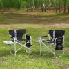 2-piece Padded Folding Outdoor Chair with Side Table and Storage Pockets,Lightweight Oversized Directors Chair for indoor, Outdoor Camping
