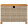 Patio Storage Box Beige 31.5"x15.7"x18.9" Poly Rattan Acacia Wood