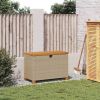 Patio Storage Box Beige 31.5"x15.7"x18.9" Poly Rattan Acacia Wood