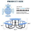 Round Outdoor Steel Picnic Table 46" blue ,with umbrella pole,Blue