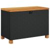 Patio Storage Box Black 31.5"x15.7"x18.9" Poly Rattan Acacia Wood