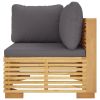 Patio Corner Sofa with Dark Gray Cushions Solid Wood Teak