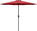 Simple Deluxe 9ft Outdoor Market Table Patio Umbrella with Button Tilt, Crank and 8 Sturdy Ribs for Garden, Red