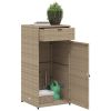 Patio Storage Cabinet Beige 21.7"x21.7"x43.7" Poly Rattan