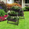 3-Tier Vertical Raised Garden Bed with 5 Plant Boxes - Black & Brown