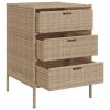 Patio Storage Cabinet Beige 21.7"x23.2"x31.5" Poly Rattan