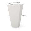 13" Outdoor Modern MGO Small Cast Stone Planter,