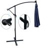 10 ft Outdoor Patio Umbrella Solar Powered LED Lighted Sun Shade Market Waterproof 8 Ribs Umbrella with Crank and Cross Base for Garden Deck Backyard