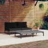 3 Piece Patio Lounge Set Dark Gray Half Round Poly Rattan