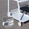 Aluminum White Indoor/Outdoor Patio Serving Dual-layer Cart with Teak Handle