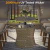 K&K 5 Pieces Patio Furniture Chair Sets, Patio Conversation Set With Wicker Cool Bar Table, Ottomans,Outdoor Furniture Bistro Sets for Porch,Backyard