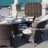 Direct Wicker Outdoor 9 Piece Patio Wicker Gas Fire Pit Set Round Table With Arm Chairs