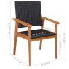 5 Piece Patio Dining Set Poly Rattan Black and Brown