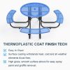 Round Outdoor Steel Picnic Table 46" with umbrella pole,Blue
