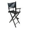 Casual Home Director's Chair, Black Frame/Black Canvas,Suitable for adults, foldable style, 2pcs/set populus
