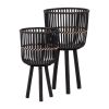S/2 BAMBOO FOOTED PLANTERS 10/12", BLACK - as Pic