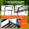VEVOR Outdoor Bench, 50 inches Metal Garden Bench for Outdoors, 550 lbs Load Capacity Bench, Outdoor Garden Park Bench with Backrest and Armrests