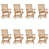 Folding Patio Chairs 8 pcs Solid Teak Wood