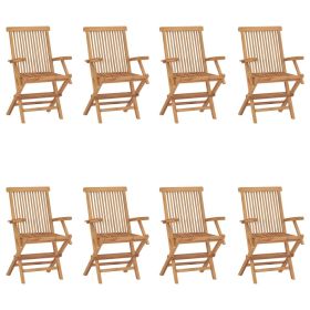 Folding Patio Chairs 8 pcs Solid Teak Wood
