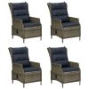 5 Piece Patio Dining Set Brown Poly Rattan