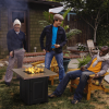 28In Fire Pit Table, 50000 BTU Propane with Lid & Lava Rocks, Flame-Out Protection,Wood Grain Black