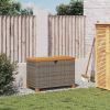 Patio Storage Box Gray 31.5"x15.7"x18.9" Poly Rattan Acacia Wood