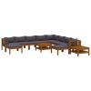 12 Piece Patio Lounge Set with Cushion Solid Acacia Wood