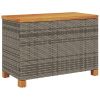 Patio Storage Box Gray 31.5"x15.7"x18.9" Poly Rattan Acacia Wood