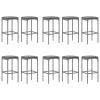 11 Piece Patio Bar Set with Cushions Gray Poly Rattan