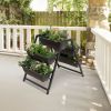 3-Tier Vertical Raised Garden Bed with 5 Plant Boxes - Black & Brown