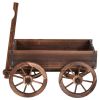 Wood Wagon Planter Pot Stand with Wheels - Fir wood