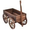 Wood Wagon Planter Pot Stand with Wheels - Fir wood