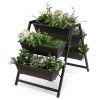 3-Tier Vertical Raised Garden Bed with 5 Plant Boxes - Black & Brown