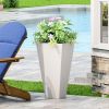13" Outdoor Modern MGO Small Cast Stone Planter,