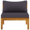 3 Piece Patio Lounge Set with Dark Gray Cushions Acacia Wood