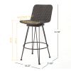 28" Outdoor PE Rattan Barstools with Black Brush Copper Iron Frame, Multibrown (Set of 2)