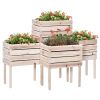 Outsunny 4PCS Raised Garden Bed, Wooden Elevated Planter Box Kit with Bed Liner, DIY Shape, for Flowers Vegetables - as Pic