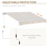 Outsunny 12' x 10' Retractable Awning Patio Awnings Sun Shade Shelter with Manual Crank Handle