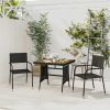 3 Piece Patio Dining Set Poly Rattan Black