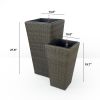 2-Pack Self-watering Planter - Hand Woven Wicker - Square - Expresso - as Pic