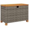 Patio Storage Box Gray 31.5"x15.7"x18.9" Poly Rattan Acacia Wood